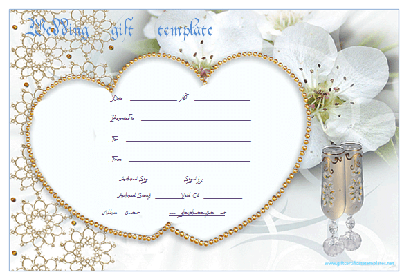 Printable Wedding Gift Certificate heart wedding