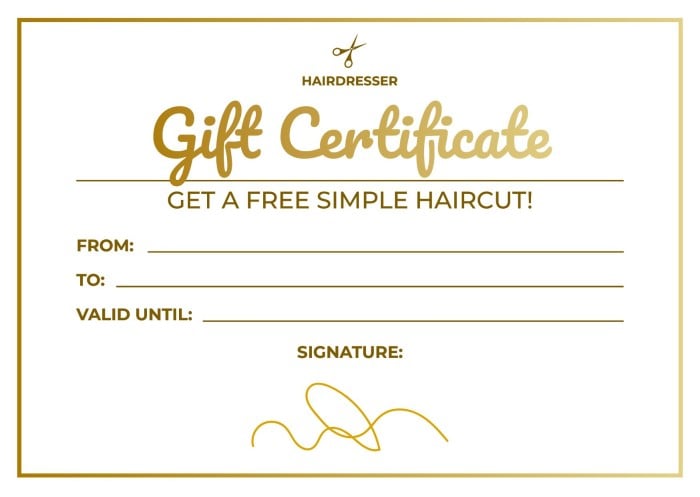 yellow-Free Printable Hair Salon Gift Certificate Template